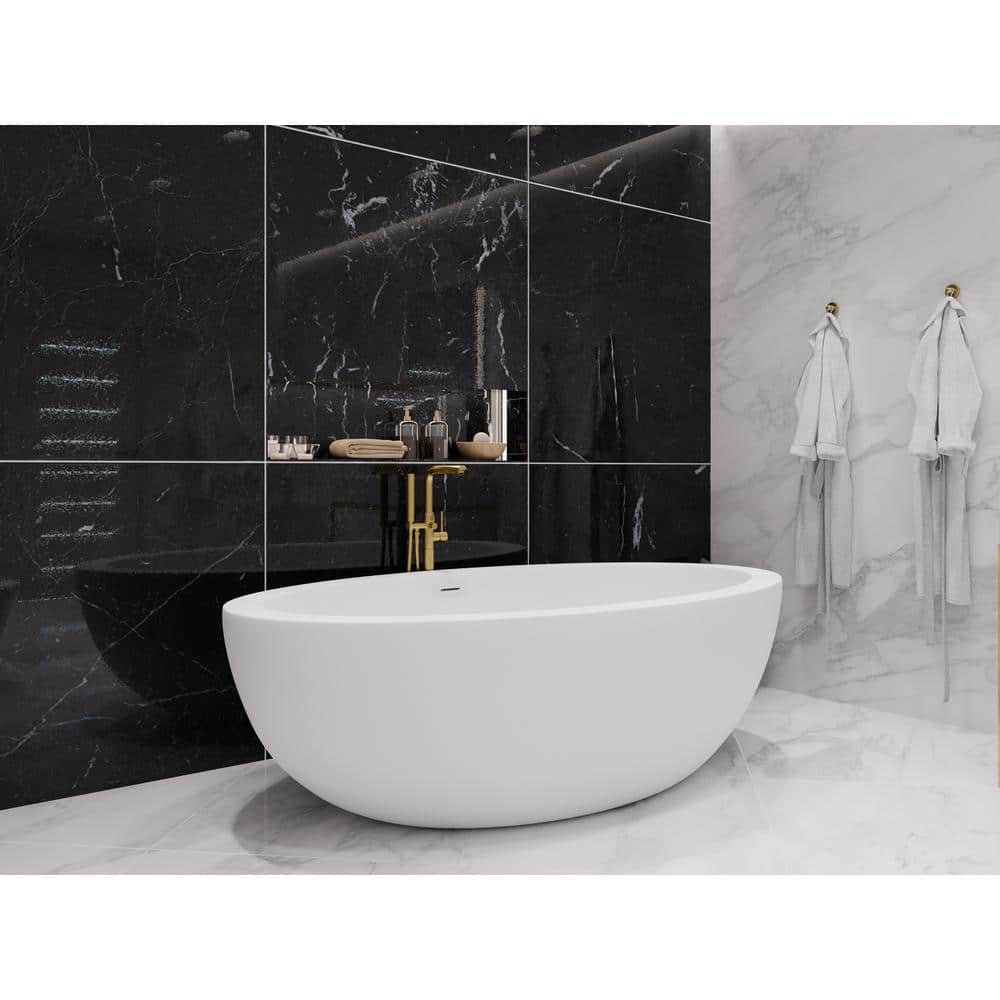Lusso 75.5'' Matte White Freestanding Soaking Bathtub