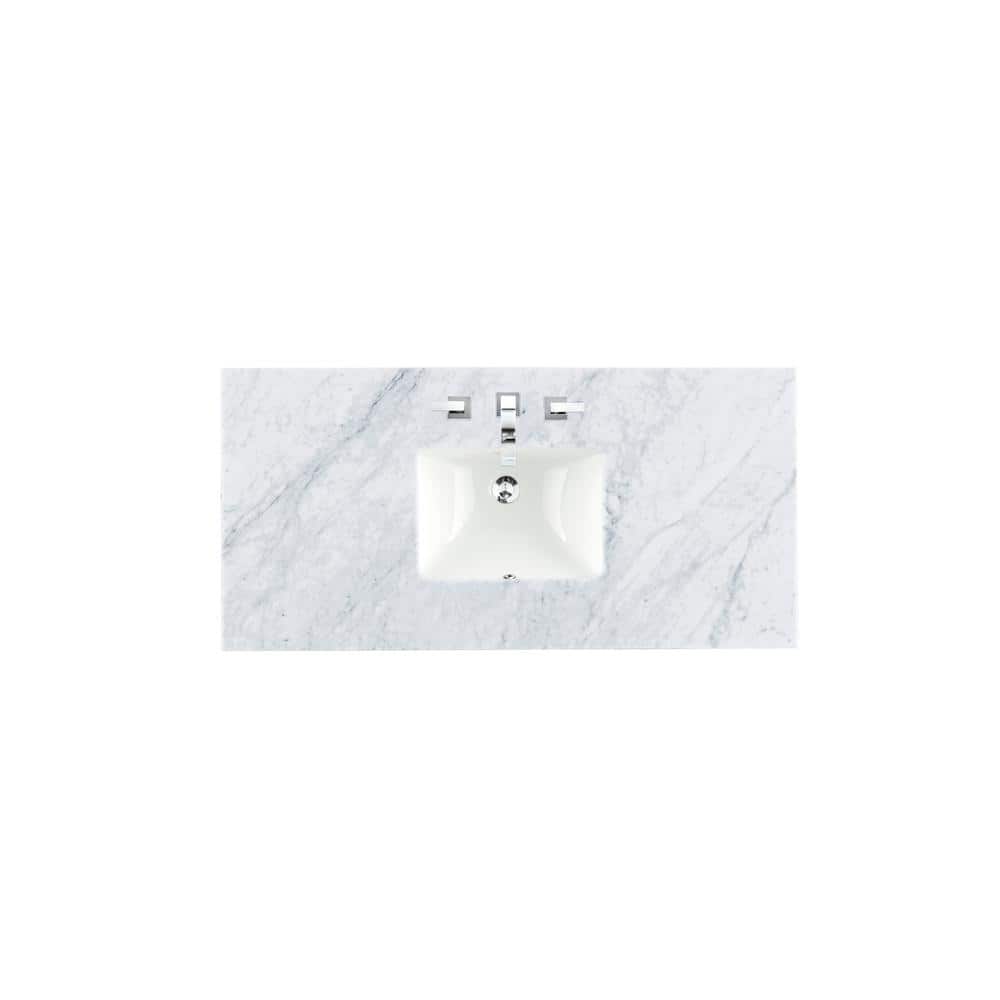 Carrara 48 in. W x 23.5 in. D x 34.3 in. H Marble Single Basin Vanity Top i