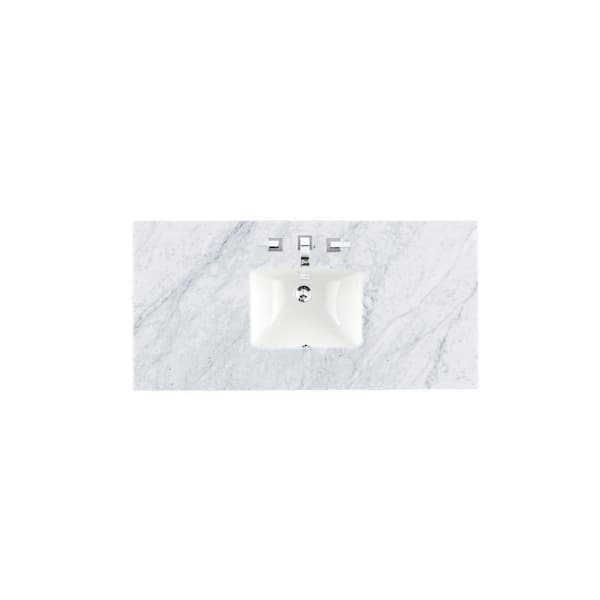 null Carrara 48 in. W x 23.5 in. D x 34.3 in. H Marble Single Basin Vanity Top in Carrara White