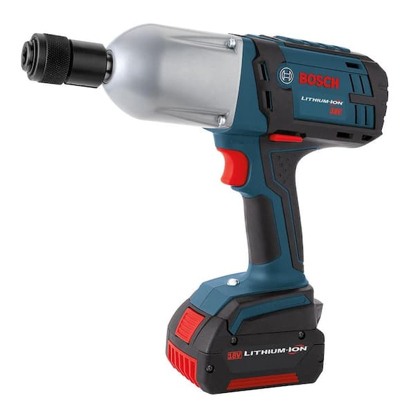 Bosch 18 Volt Lithium-Ion Cordless Electric 7/16 in. Hex High Torque Impact Wrench with (2) 4.0Ah Batteries