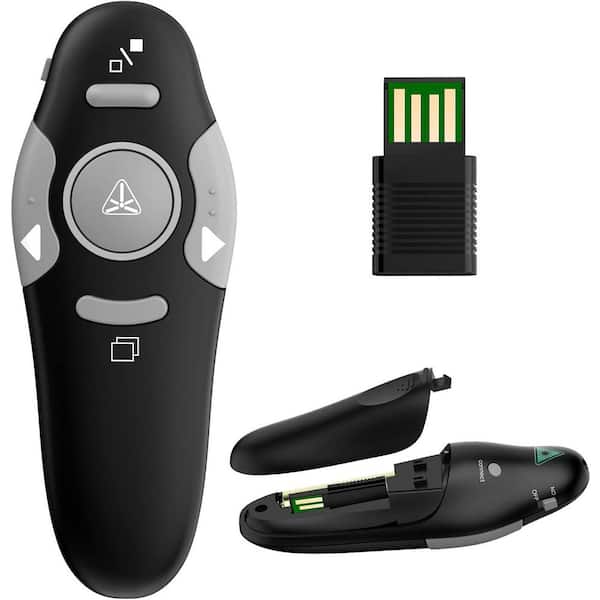 Lukyamzn Wireless Presentation Clicker Remote for PPT with Red Light Pointer Screen 228 ft. Range, Gray