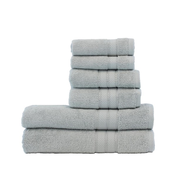 MODERN THREADS Spunloft 6-Piece Gray Solid Cotton Towel Set