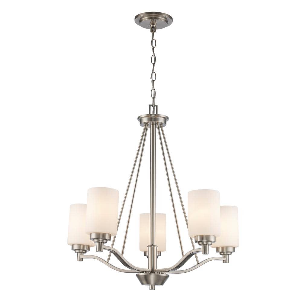 Mod Pod 25" Brushed Nickel Transitional 5-Light Chandelier