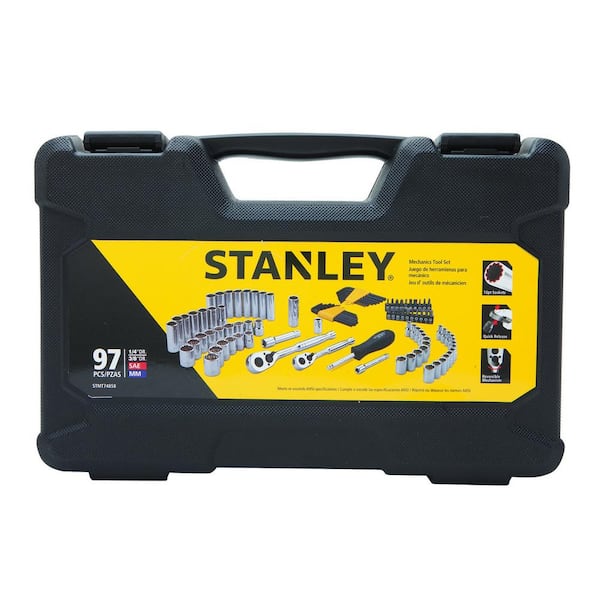 Stanley STMT7485874859 1/4 in. & 3/8 in. Drive Full Polish Chrome SAE & Metric Mechanic Tool Set (97-Piece) and Mechanic Tool Set (68pc) - 3