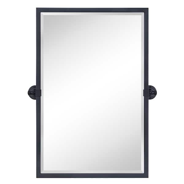 TEHOME Blakley 20 in. W x 30 in. H Medium Rectangular Metal Framed Pivot Wall Mounted Bathroom Vanity Mirror in Matt Black