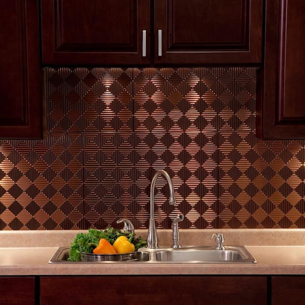 Miniquattro 18.25 in. x 24.25 in. Vinyl Backsplash Panel in Oil Rubbed Bronze (5-Pack)