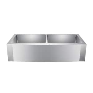 Dominic Farmhouse Apron Front Stainless Steel 42 in. 50/50 Double Bowl Kitchen Sink
