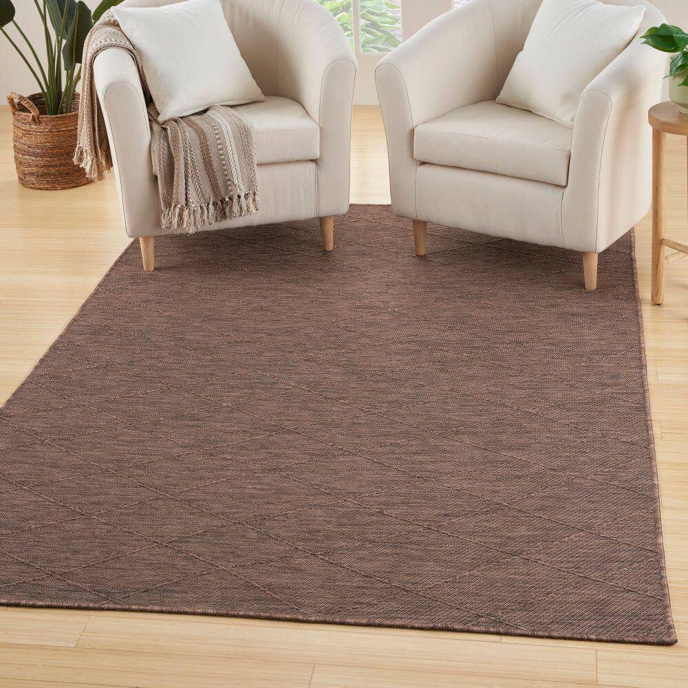Mocha Geometric Non-Slip Washable 6' x 9' Synthetic Rug