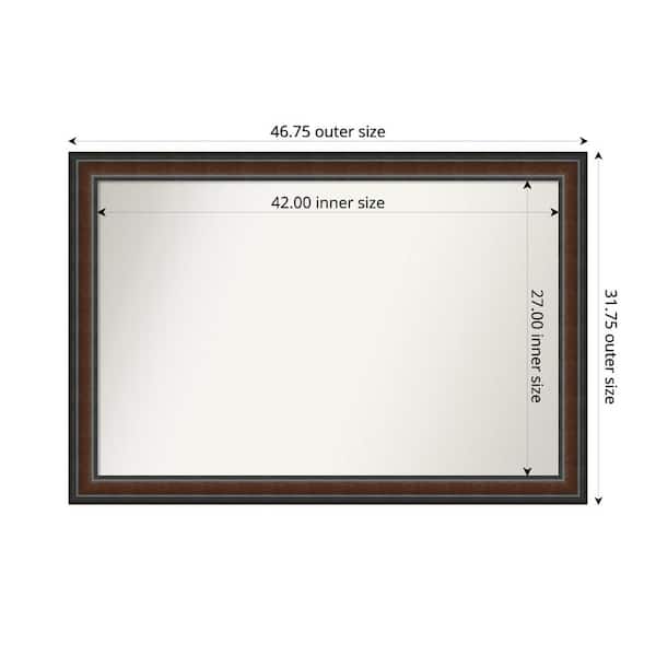 Amanti Art Cyprus Walnut 46.75 in. x 31.75 in. Custom Non-Beveled Wood Framed Bathroom Vantiy Wall Mirror