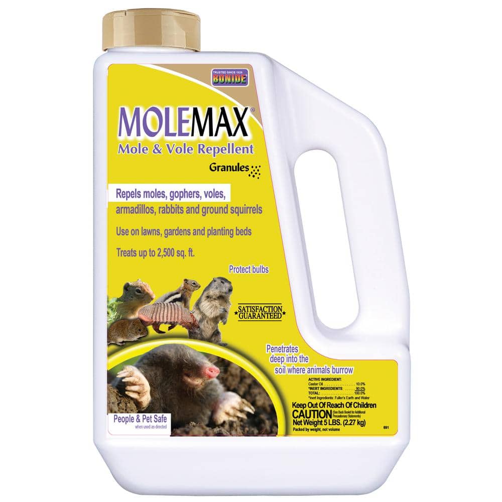 MoleMax Mole and Vole Repellent Granules, 5 lbs. Ready-to-Use, Lawn and Gar
