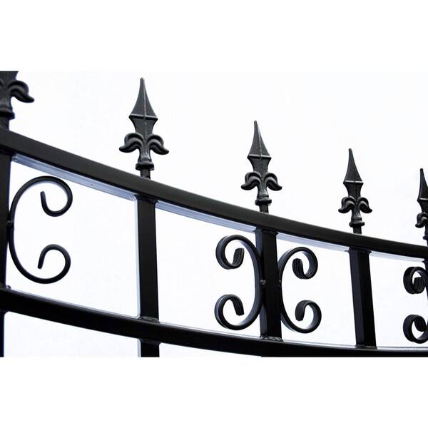 ALEKO 23 ft. x 6 ft. x 18 ft. Black Steel Single Sliding Driveway Gate St. Louis Style with Pedestrian Gate 5 ft. Fence Gate