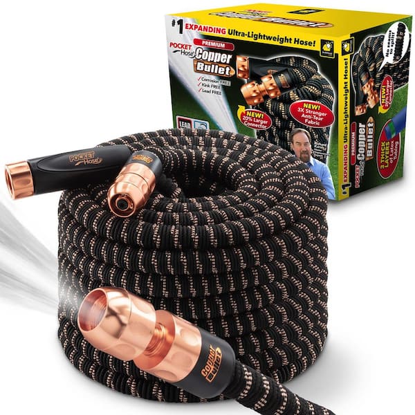 Kink-Free Expandable x Hose - Depot 3/4 16262 Pocket Hose Dia psi Bullet ft. 100 The Lead-Free Home in. Copper Lightweight 650