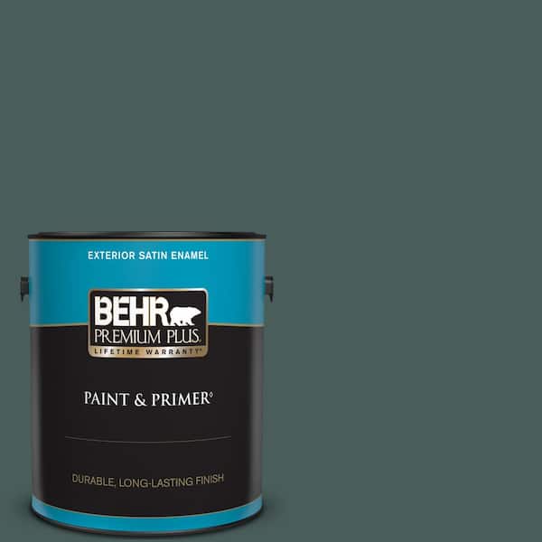 BEHR PREMIUM PLUS 1 gal. #N430-7 Silken Pine Satin Enamel Exterior Paint & Primer