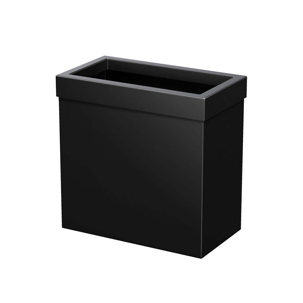 Matte Black Stainless Steel Rectangular Waste Basket with Removable Lid