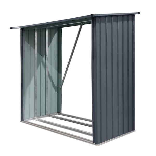 7 ft. W x 2 ft. D Outdoor Steel Firewood Rack, Metal Storage Shed for Firewood or Lumber Storage (15 sq. ft.)