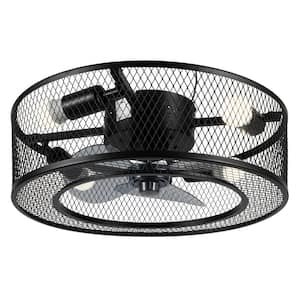 18 in. 4-Light Retro Industrial Style Indoor Black Metal Caged Ceiling Fan with Light Kit and Remote Control