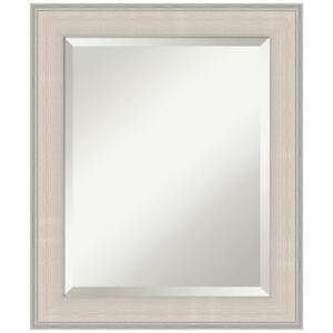 Cottage White Silver 20.5 in. x 24.5 in. Beveled Coastal Rectangle Wood Framed Wall Mirror in White