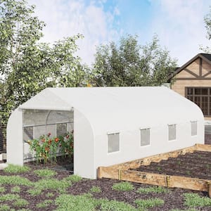 20 ft. x 10 ft. x 7 ft. Outdoor Walk in DIY Greenhouse, Tunnel Green House with Roll-up Windows, Zippered Door, PE Cover
