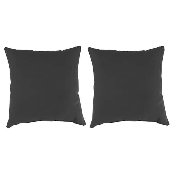 Jordan Manufacturing 16 in. L x 16 in. W x 4 in. T Square Outdoor Throw Pillow in Canvas Charcoal (2-Pack)