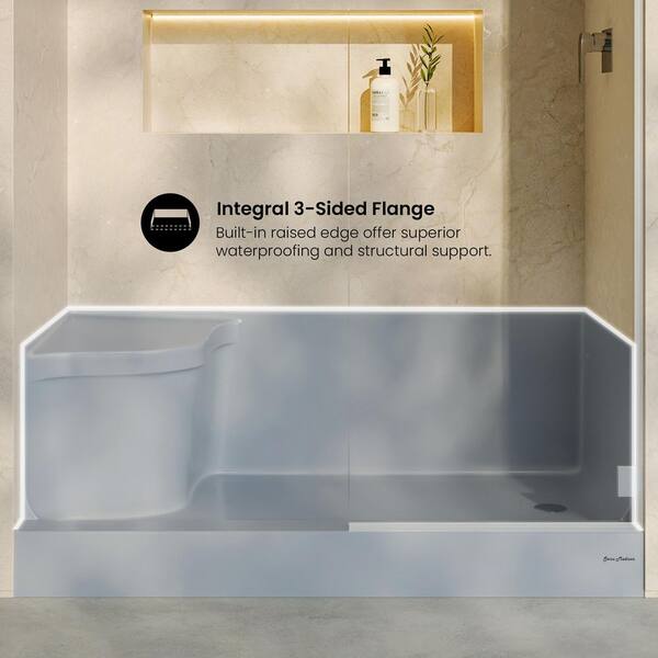 Swiss Madison Aquatique 60 in. L x 32 in. W Alcove Shower Pan Base