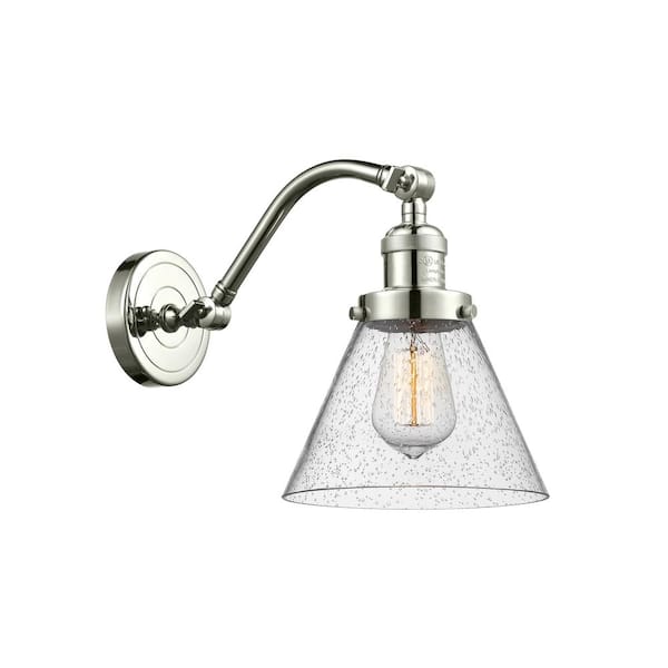 Innovations Cone 1-Light Seedy, Polished Nickel Wall Sconce with Clear Glass Shade