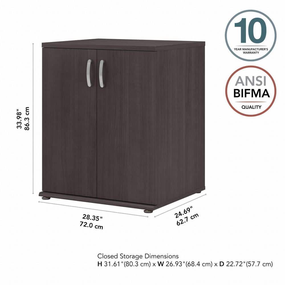 Storm Gray 34-Inch Freestanding Office Storage Cabinet with Adjustable Shelves