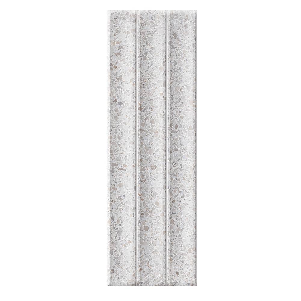 Spanish Pureform Terrazzo Deco Gray 4 in. x 12 in. Matte 3D Fluted Porcelain Wall Tile Sample price history on PriceWatchPro