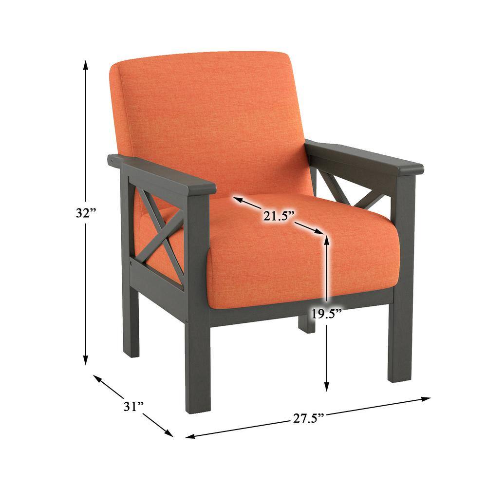 Savion Orange Textured Upholstery Solid Wood Frame Accent Chair