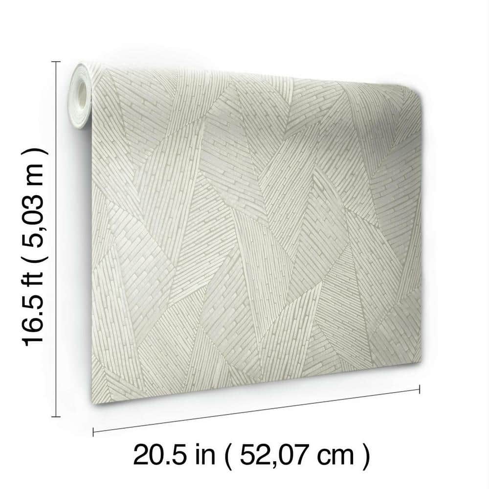 Taupe and White Woven Reed Stitch Peel and Stick Wallpaper