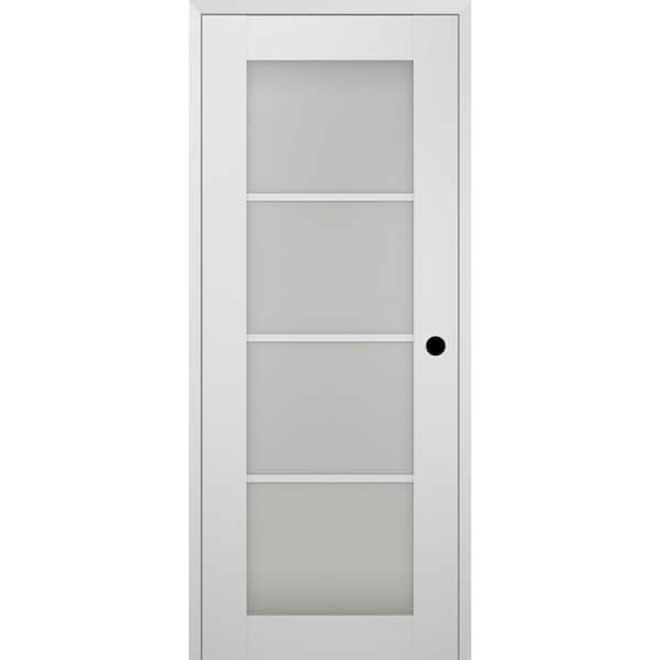 Belldinni 32 in. x 96 in. Smart Pro 4-Lite Left-Hand Frosted Glass Polar White Composite Wood Single Prehung Interior Door