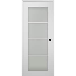 32 in. x 96 in. Smart Pro 4-Lite Left-Hand Frosted Glass Polar White Composite Wood Single Prehung Interior Door