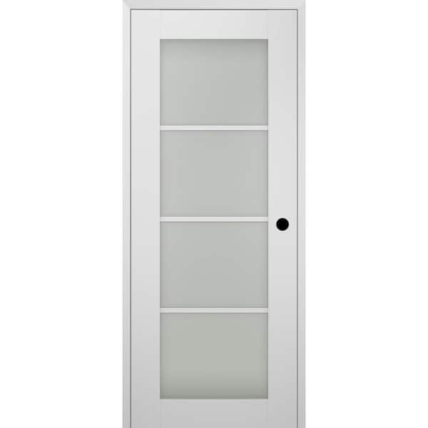 Belldinni 24 in. x 96 in. Smart Pro 4-Lite Left-Hand Frosted Glass Polar White Composite Wood Single Prehung Interior Door