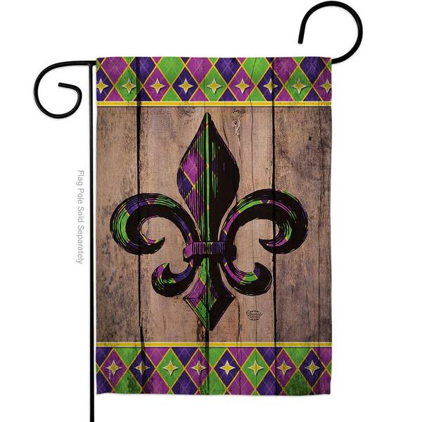 Ornament Collection 13 in. x 18.5 in. Fleur De Lys Garden Flag Double ...