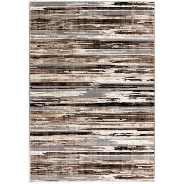 Montage 2' x 2' (Exact Size: 2'3" x 2') Abstract Indoor Doormat Rug, Brown Beige, Camo