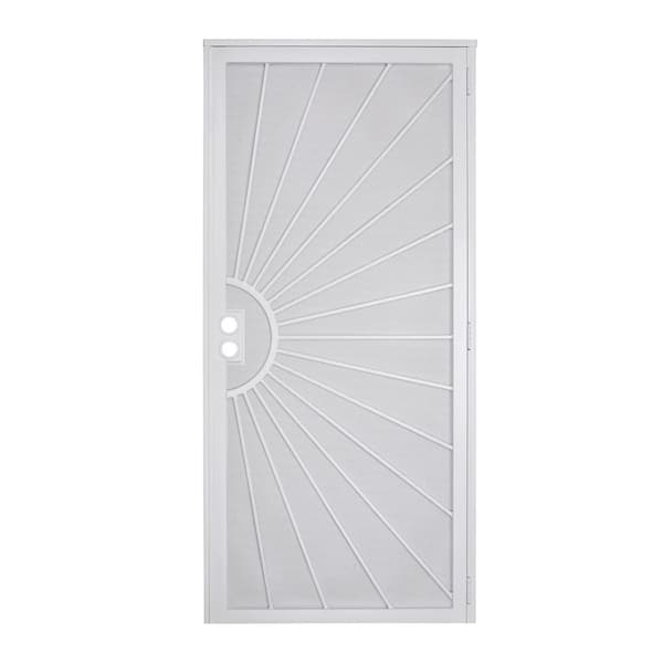 Grisham 36 in. x 80 in.Radiance Perforated Screen Security Door White