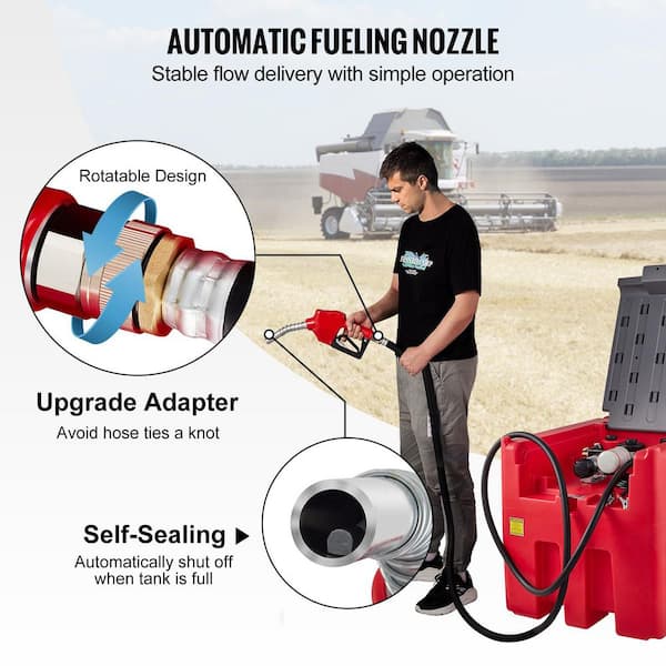 Portable Diesel Tank, 116 Gal. Capacity and 10 GPM Flow Rate, Diesel Fuel Tank with 12V Electric Transfer Pump, Red