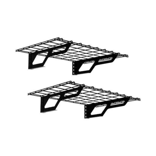 ATLAS The Atlas 36 in. x 24 in. 400 lb. Heavy Duty Garage Wall Shelf Steel Storage Rack with Brackets in Hammertone (2 pack)