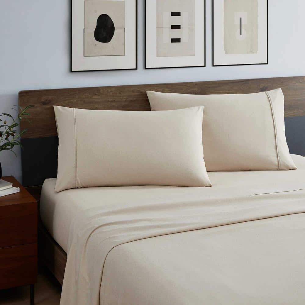 Sand Beige Twin Organic Polyester Microfiber Sheet Set