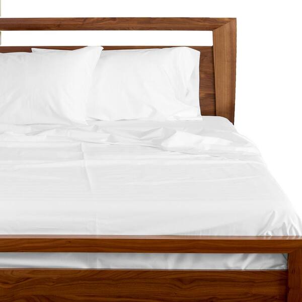 BEDVOYAGE Melange Viscose from Bamboo Cotton Bed Sheet Set (4-pcs), Queen - Snow