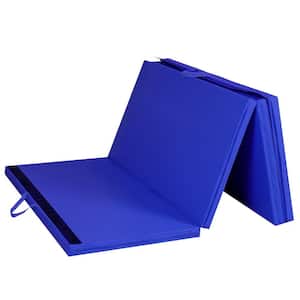 Blue 4 ft. x 8 ft. x 2 in. Folding Gymnastic Tumbling Mat Yoga Mat with Handles (32 sq. ft.)