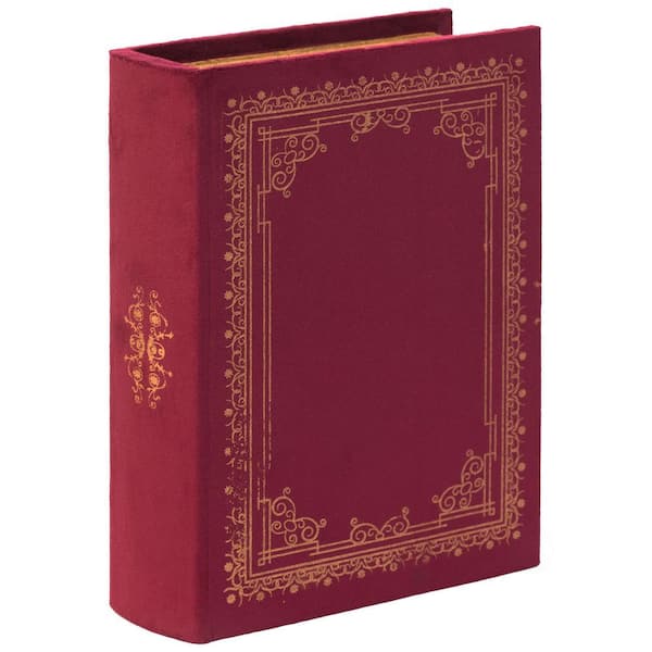 Vintiquewise Red Decorative Wooden Vintage Book Shaped Trinket