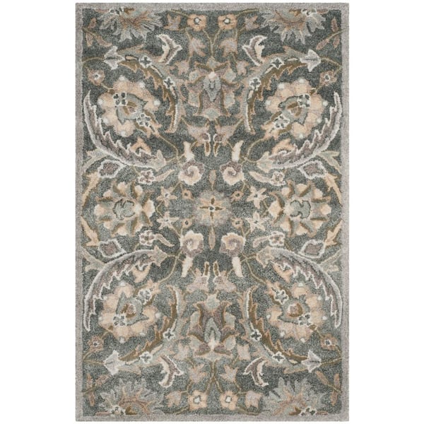 SAFAVIEH Bella Gray/Multi Doormat 3 ft. x 4 ft. Floral Area Rug