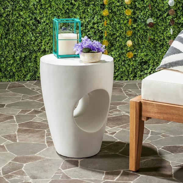 Aishi Ivory Round Stone Indoor/Outdoor Accent Table