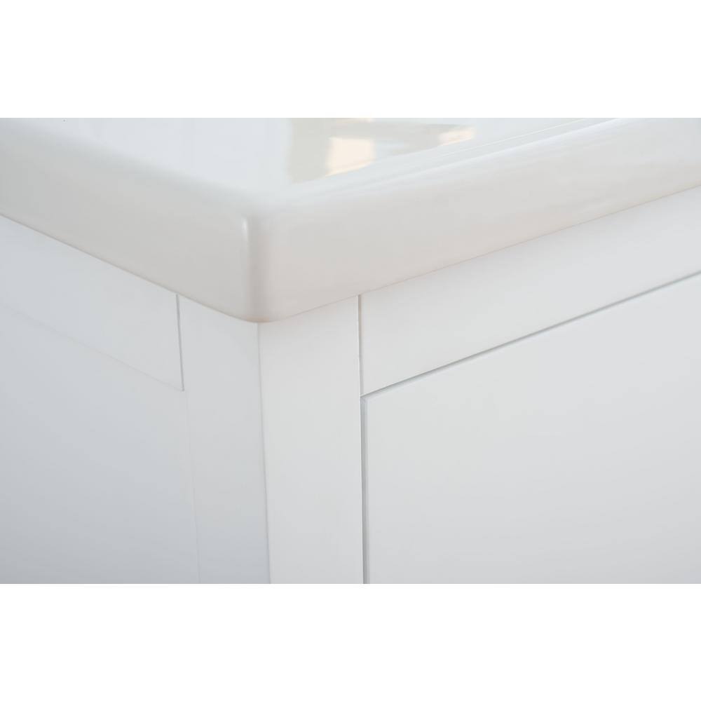 24" White Single Sink Bathroom Vanity with Ceramic Top