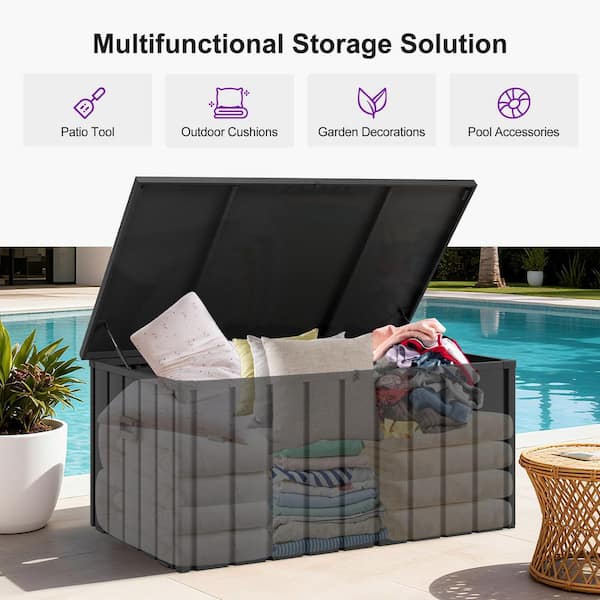 PURPLE LEAF Outdoor Deck Box 100 Gallon Waterproof Lockable