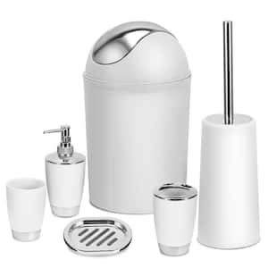 6-Piece Bathroom Accessory Set with Soap Dispenser, Toothbrush Holder, White