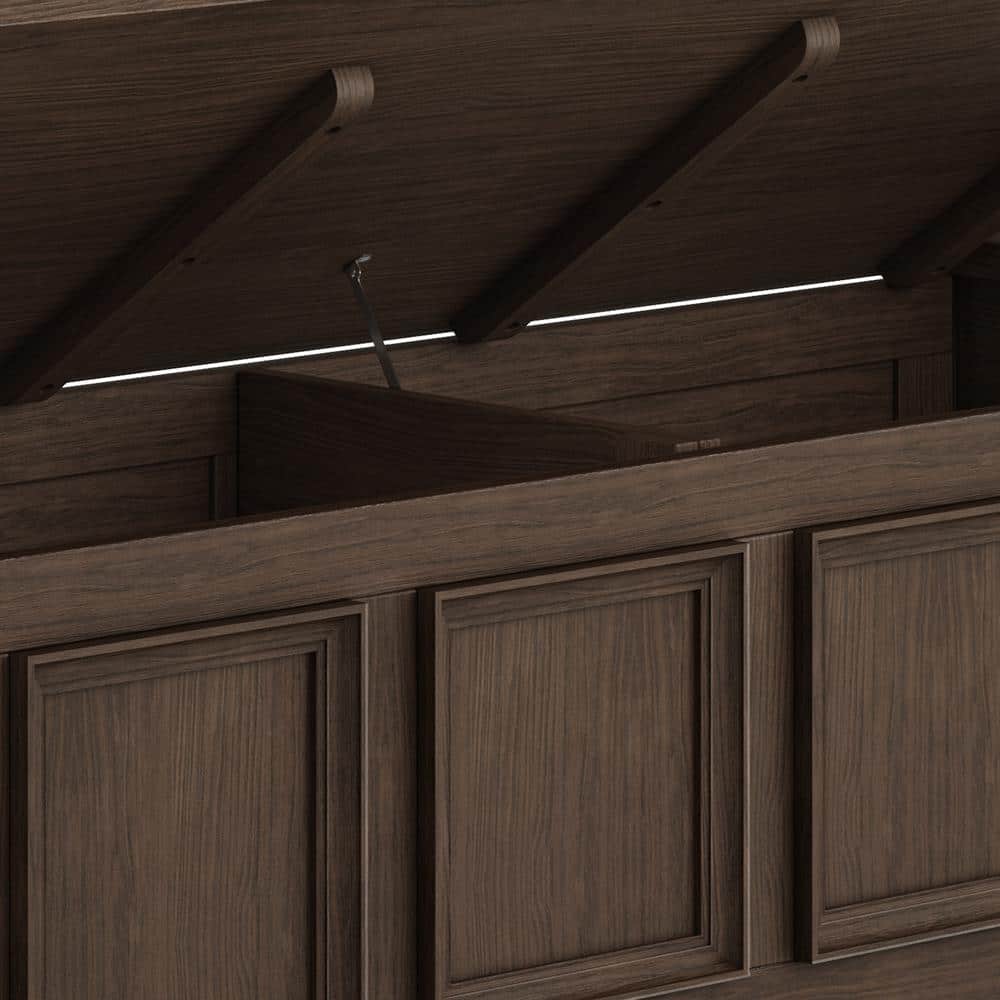 Amherst Farmhouse Brown Solid Wood Entryway Storage Bench