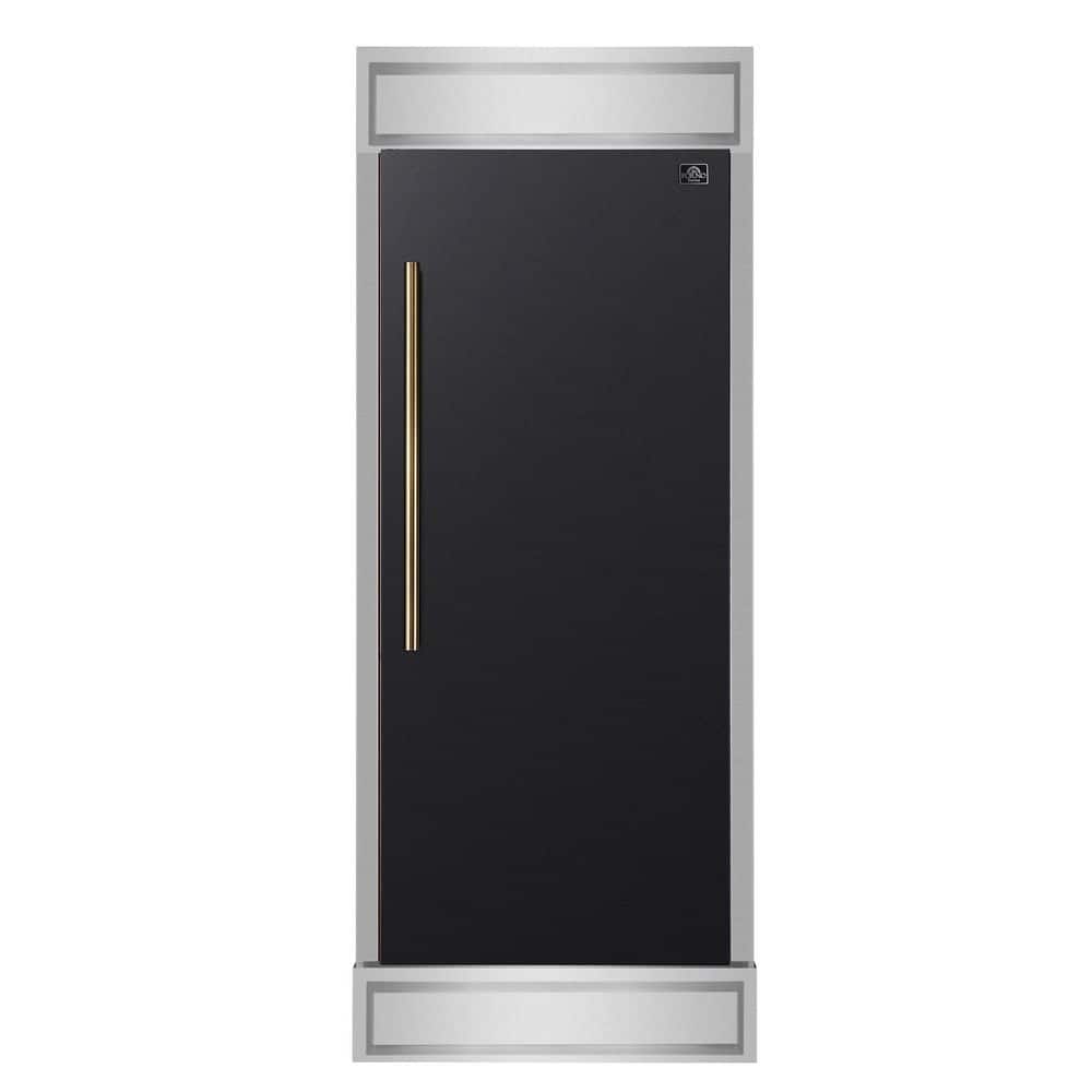 Maderno 28-Inch Built-In Convertible Refrigerator in Black, Right Swing, Decorative Grill, 13.6 cu. ft.