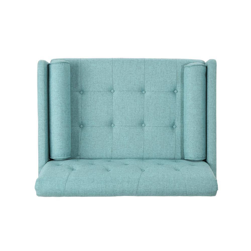 38.25" Blue Handcrafted Mid-Century Upholstered Club Chair