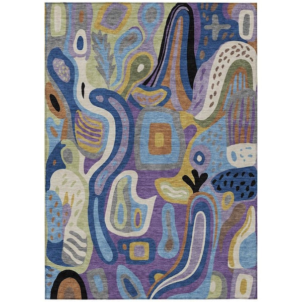 Chantille Machine Washable Indoor/Outdoor Abstract ACN2488 Purple 9 ft. x 12 ft. Area Rug